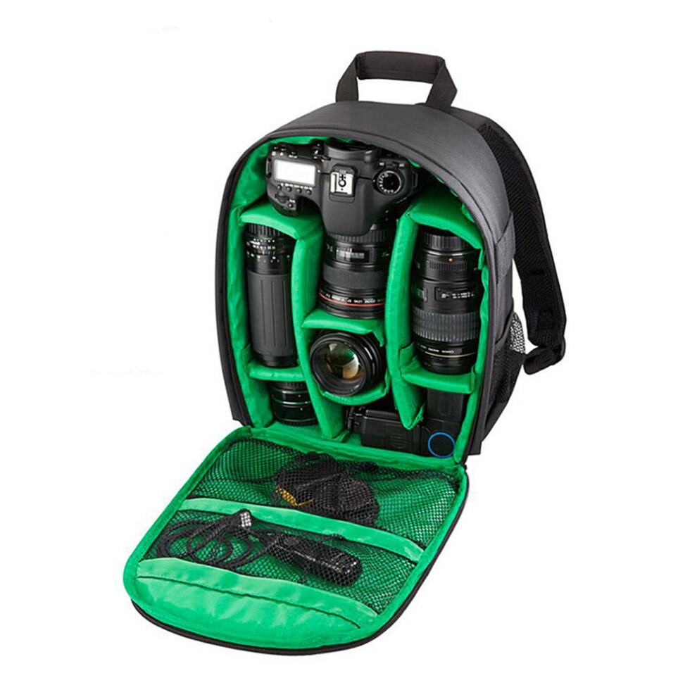 (Green) Multi-functional Small DSLR Digital Camera Video Backpack Bag Waterproof Outdoor