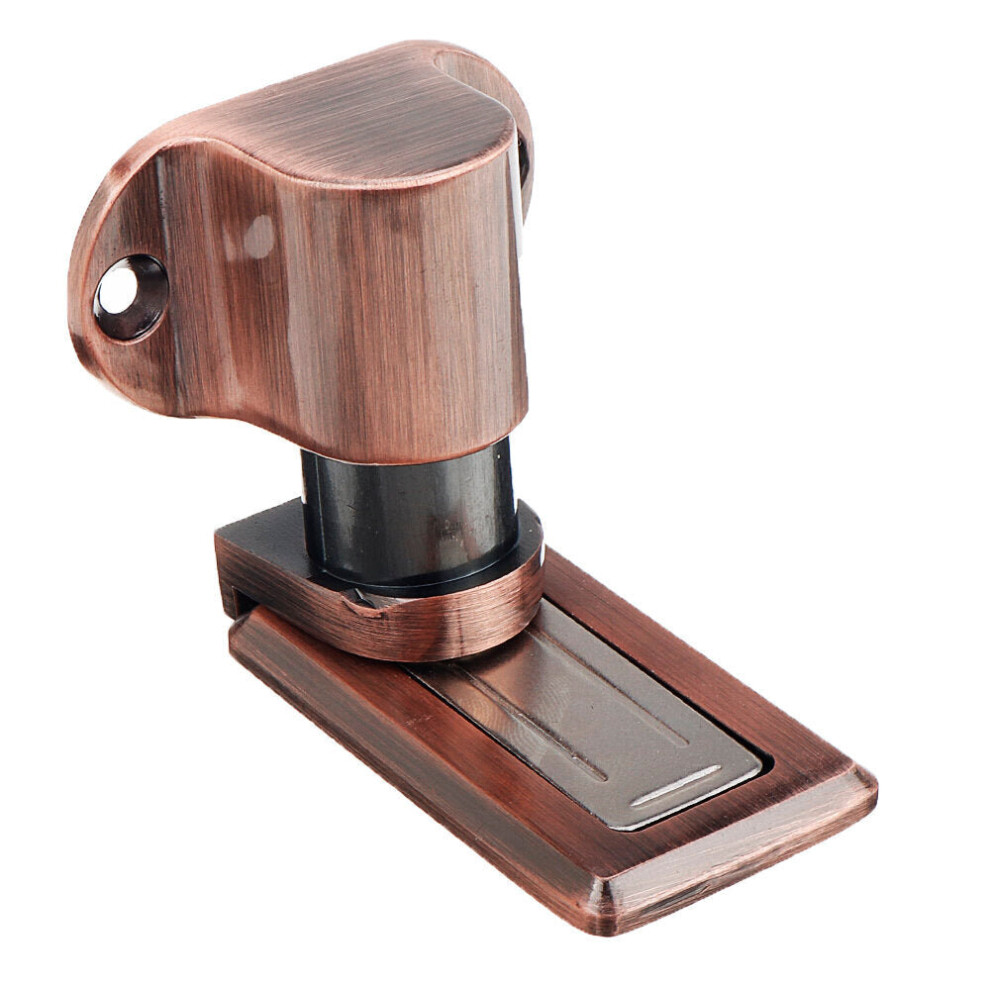 (Red Bronze) Solid Zinc Alloy Adjustable Magnetic Door Stopper Hidden Floor Mount Door Catch Free Punching Door Holder w/ 3M Sticker