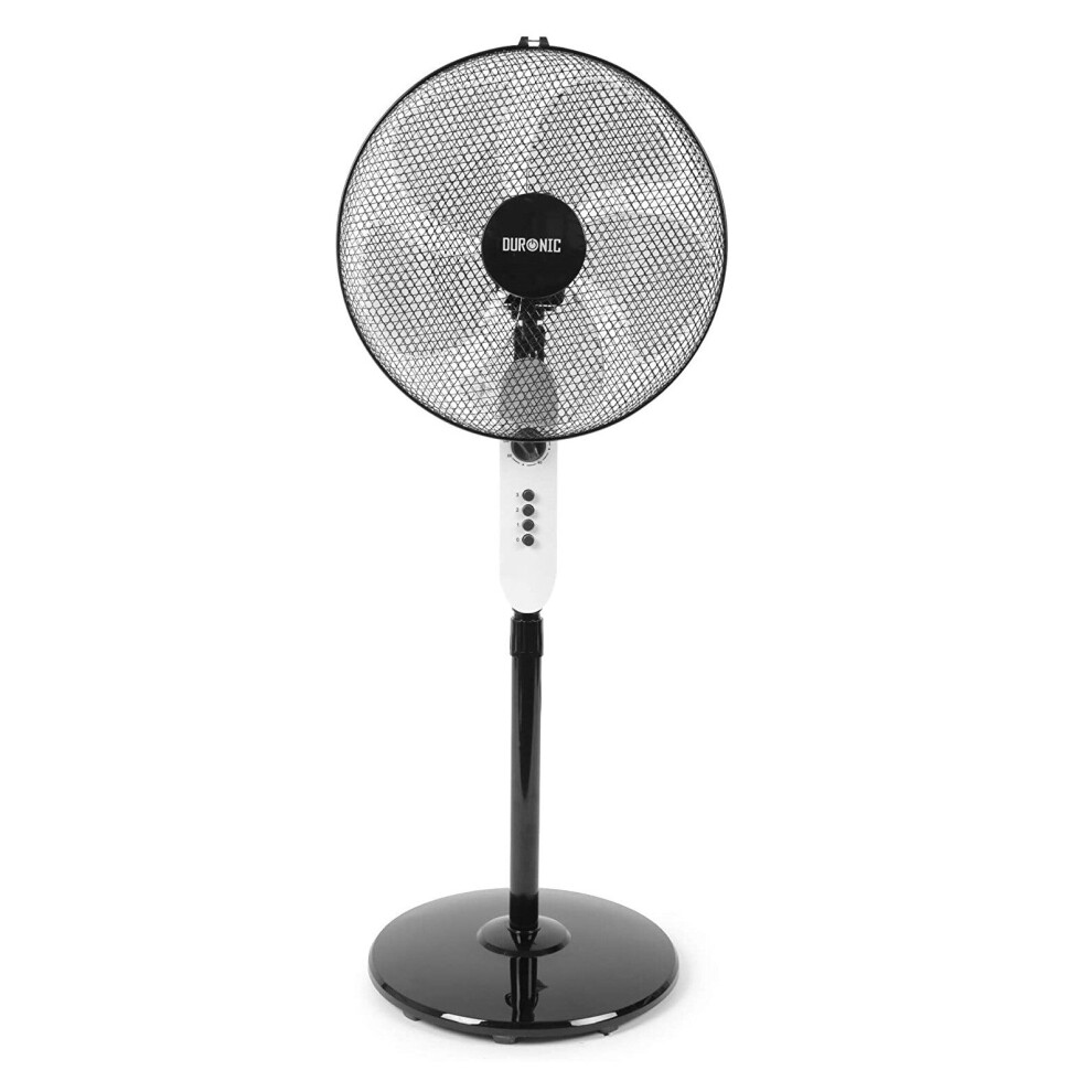 Duronic FN45 Pedestal Fan, Oscillating/Rotating 16 Inch Tilting Head, 60W Power - 3 Speed Settings, Timer Function, Floor Standing (white)