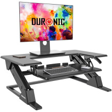 Duronic DM05D21 Sit-Stand Workstation, 92x52cm Desk Platform, Height Adjustable Desktop 13-49cm, Ergonomic Desktop Table Converter (black)