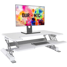 Duronic DM05D1 /WE Sit-Stand Workstation, 92x56cm Desk Platform, Height Adjustable Desktop 16.5-41.5cm, Ergonomic Desktop Table Converter (white)