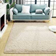 (CREAM, 60 X 110 CM) Large Shaggy Fluffy Rugs Anti Slip Super Soft Mat Living Room Carpet