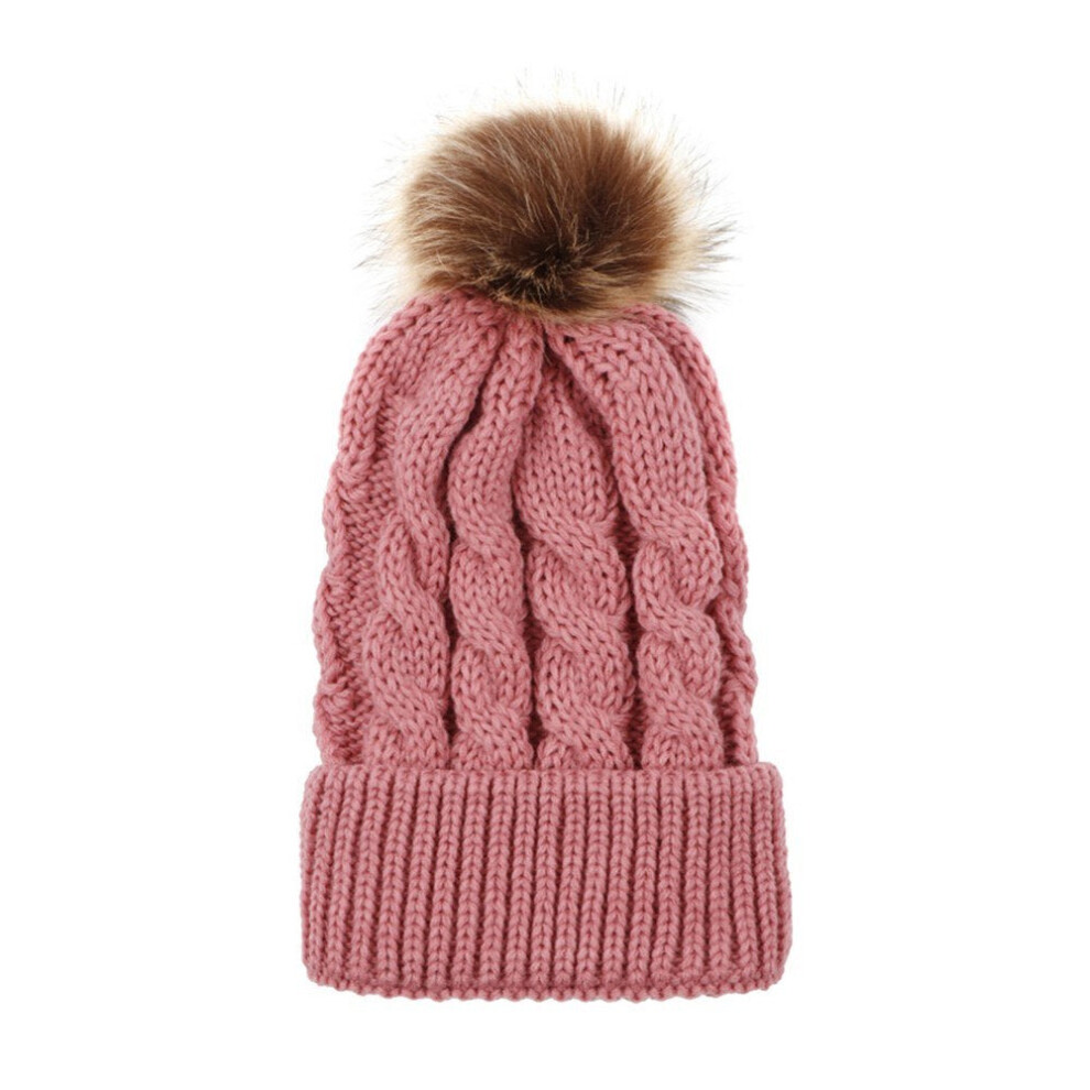 (Pink) Winter Women and Kids Knitted Crochet Wool Warm Hat