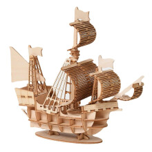 DIY 3D Wooden Handmade Assemble Three-dimensional Marine Sailing Ship Model Building Toy