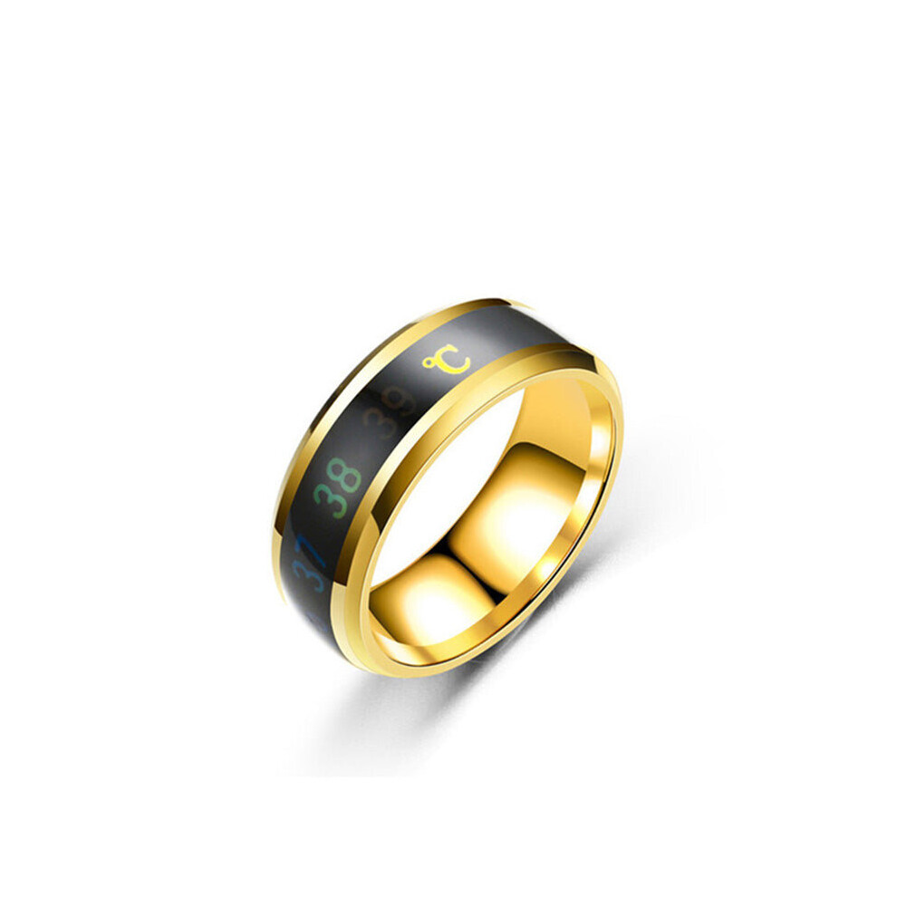 (9#, Gold) Multifunctional Watch Partner Temperature Sense Intelligent Titanium Steel Smart Ring Changing Color Ring