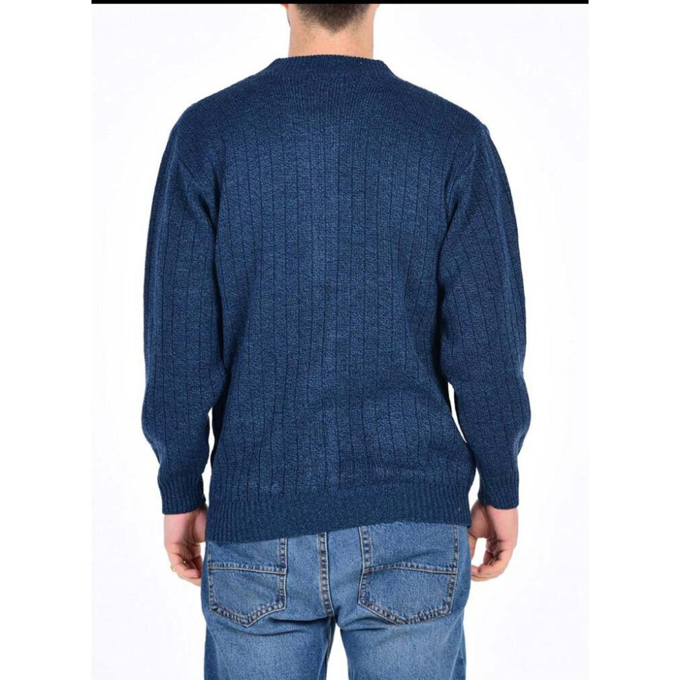 (Navy, 2XL) Mens Plain Style Diamond Pattern Zipper with 2 Pockets Knitted Zips Cardigan Top