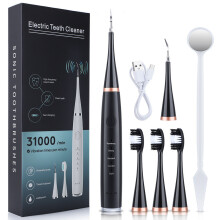 (Black) Sonic Dental Plaque Remover and Toothbrush Heads Kit
