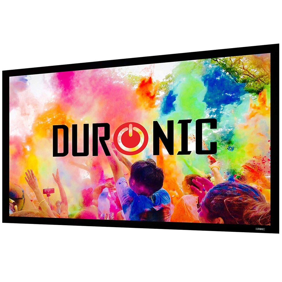 Duronic Ffps150/169 150" Freestanding Projector Screen, 150 Inch Wall Mountable Hd Screen, 16:9 Ratio, +1 Gain Factor (332X186cm/130X74in) White