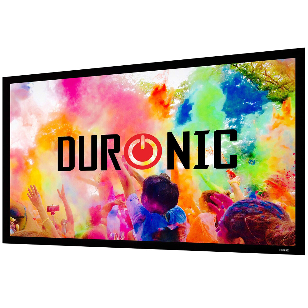Duronic Ffps100/169 100" Freestanding Projector Screen, 100 Inch Wall Mountable Hd Screen, 16:9 Ratio, +1 Gain Factor (221X124cm/87X49in) White 5056311900480
