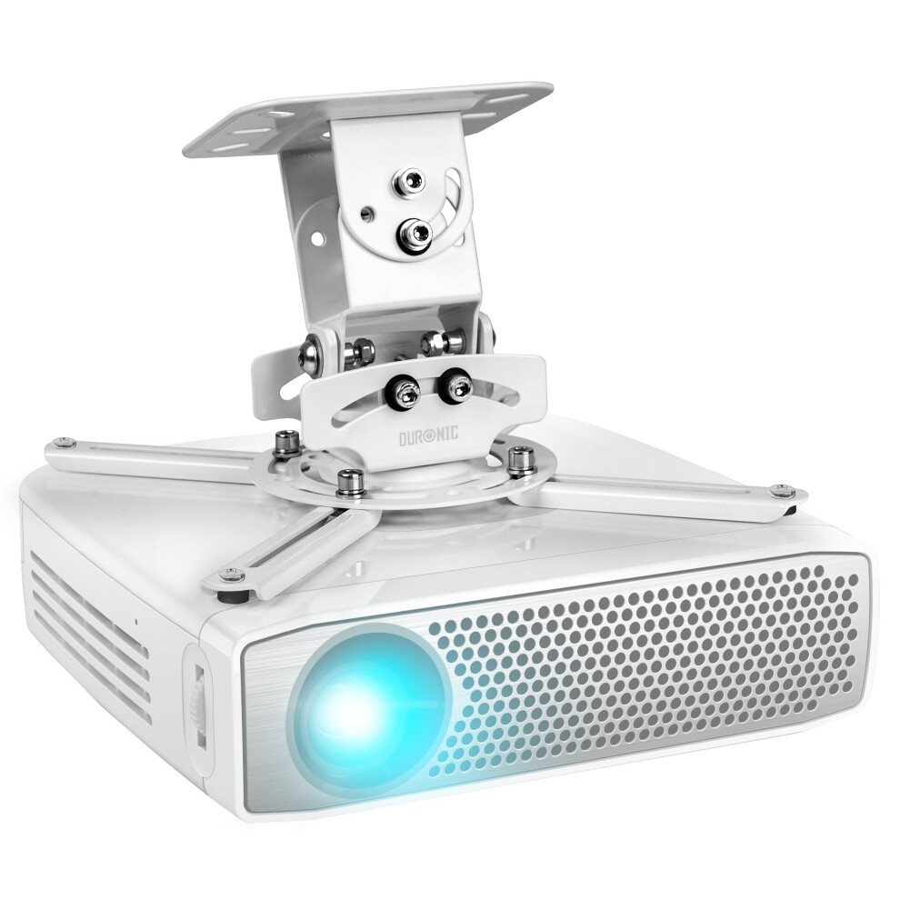 Duronic Projector Mount Stand for Ceiling or Wall Bracket PB05XB | 13.6kg Capacity | Multi-Fit Projector Bracket | Heavy Duty Adjustable Clamp | Tilt Swivel Rotate | White - Image 2