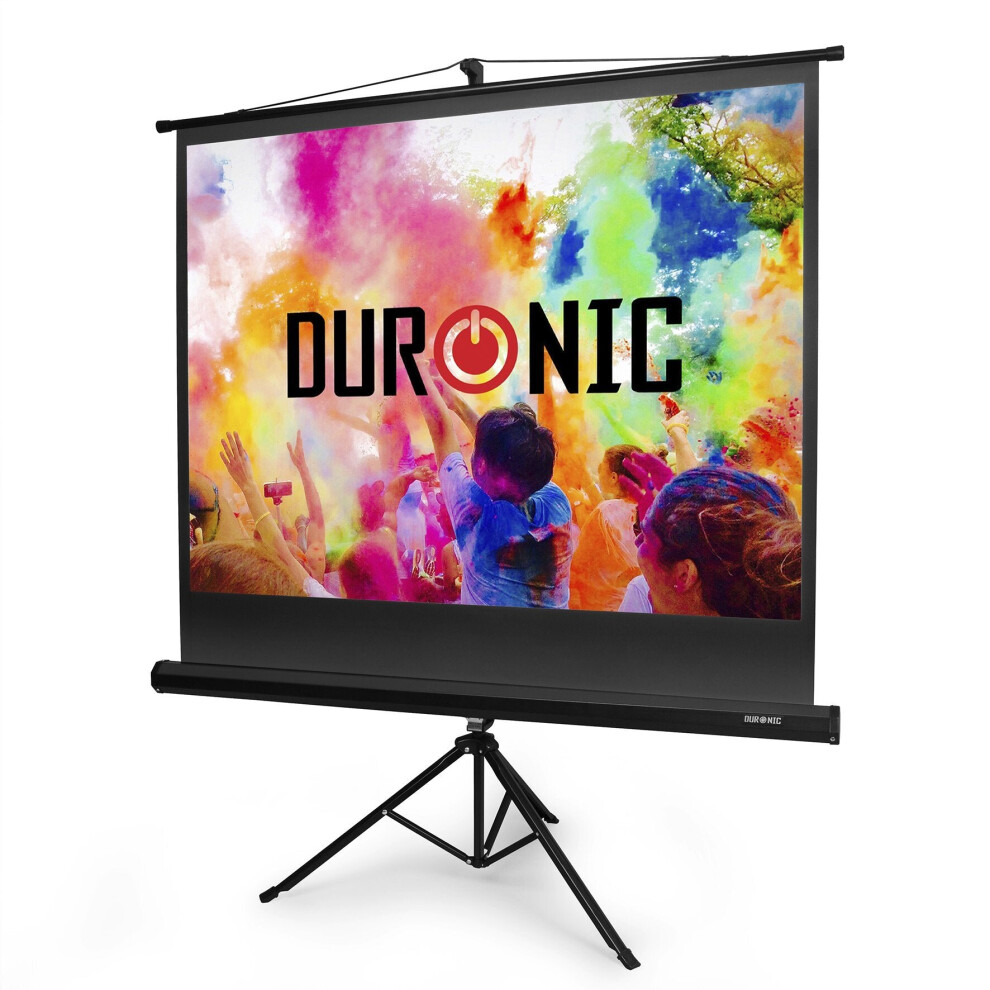 Duronic Tps50/43 50" Tripod Projector Screen, 50 Inch Freestanding Hd Projector Screen, 4:3 Ratio, +1 Gain Factor (102X76cm/40X30in) White 5060184208826