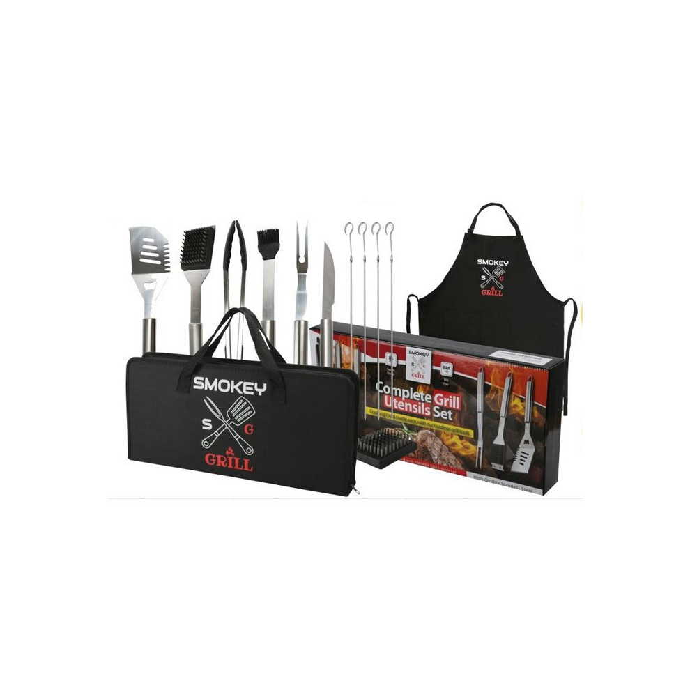 BBQ Grill Accessories Heavy Duty Grilling Utensil Set with Carrying Bag Skewer