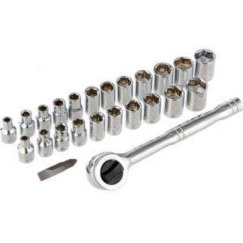 Vivo 24pc 1/4'' Socket Wrench Kit Set with Ratchet Bit Mertic SAE Handle DIY Steel 2