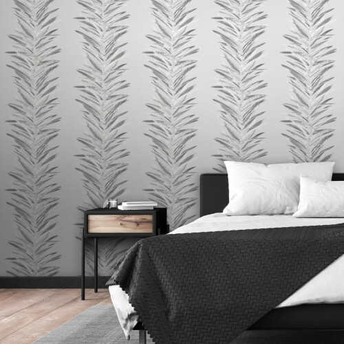 Muriva Dhara Leaf Wallpaper Silver Muriva 191501 2
