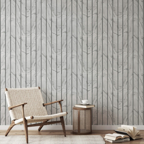 Muriva Woodgrain Panel Wallpaper Silver Muriva 193502 1
