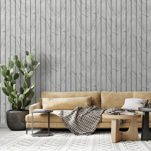 Muriva Woodgrain Panel Wallpaper Silver Muriva 193502 2