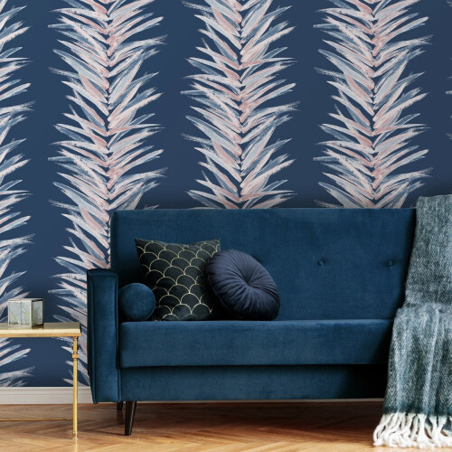 Muriva Dhara Leaf Wallpaper Blue Muriva 191503 1