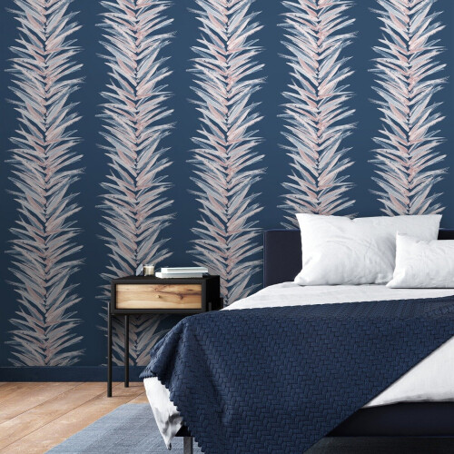 Muriva Dhara Leaf Wallpaper Blue Muriva 191503 2