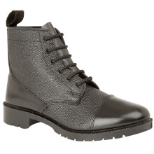 (Black, UK 12) Grafters Cadet Mens Army Military Leather Combat Parade Boots