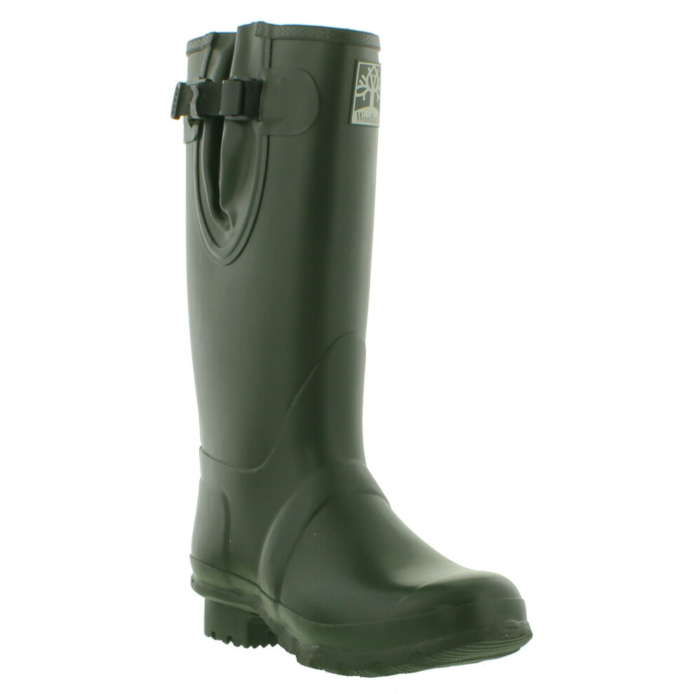 (Dark Olive, UK 10) Woodland Neoprene Wide Fit Wellies Mens Womens Ladies Wellington Boots