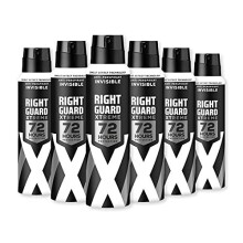 Right Guard Mens Deodorant, Xtreme Invisible 72H High-Performance Anti-Perspirant Spray, Multipack 6 x 150 ml
