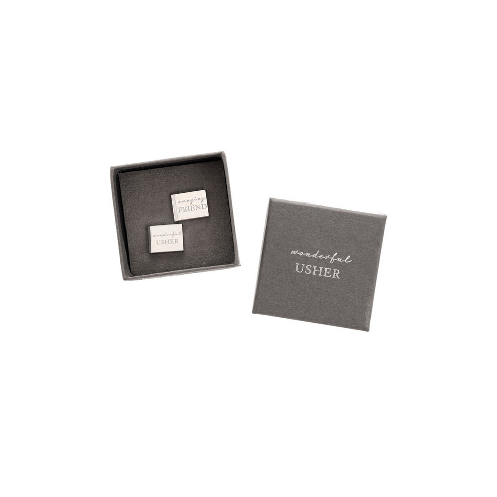 (Usher) Amore Wedding Favour Pair Of Rectangle Cufflinks Groomsman Gift