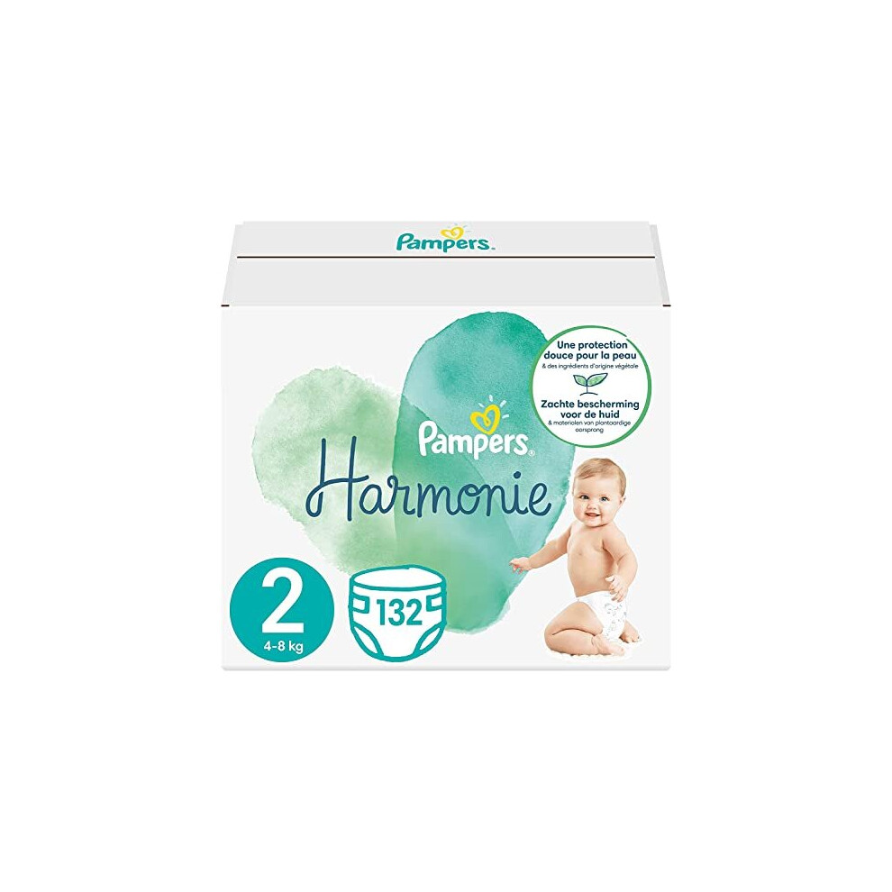 Pampers Baby Nappies Size 2 (4-8 kg / 9-18 lbs), Harmonie, 132 Nappies, SAVING PACK, Baby Essentials For Newborn