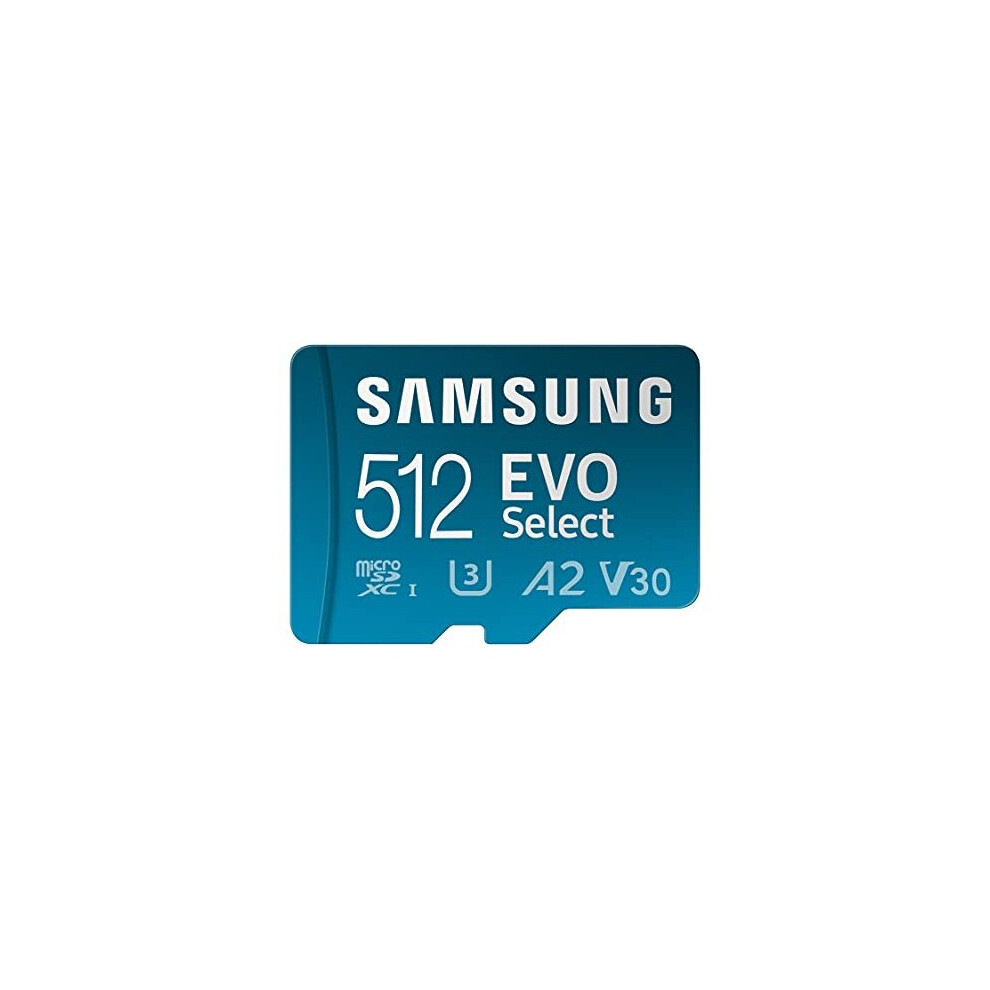 Samsung EVO Select 512GB microSDXC UHS-I U3 130MB/s Full HD & 4K UHD Memory Card inc. SD-Adapter (MB-ME512KA/EU)