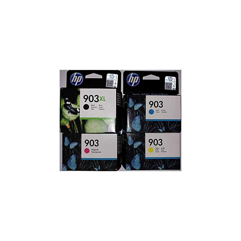 Hp 903XL And 903 1X Cyan/Magenta/Yellow Original Ink Cartridges For Officejet 6950, Officejet Pro 6960, Officejet Pro 6970 Black