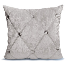 (CREAM, 23"X23"CUSHION COVER) Crush Velvet Diamante Chesterfield Cushions or Covers