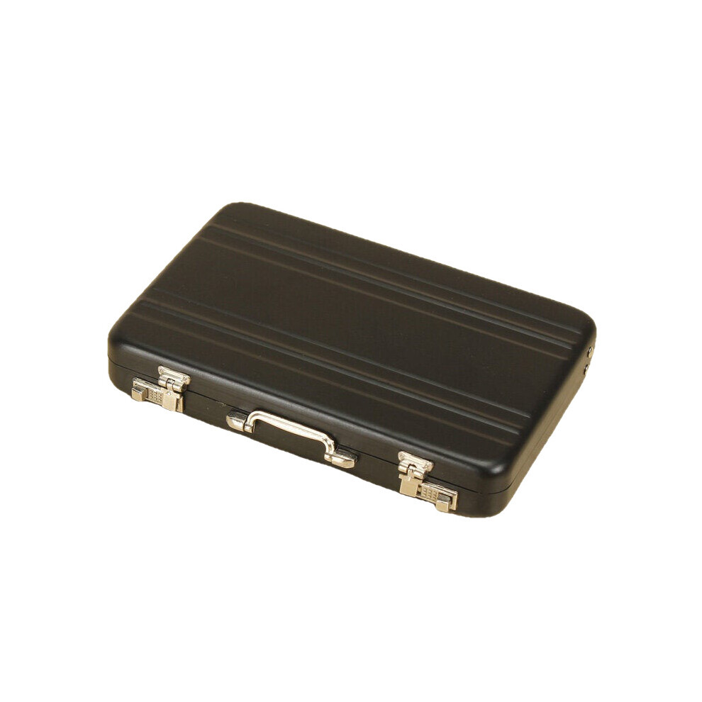 (Black) Aluminum Business Credit Cards Box Mini Suitcase Card Holder High Grade Business Office Cards Box