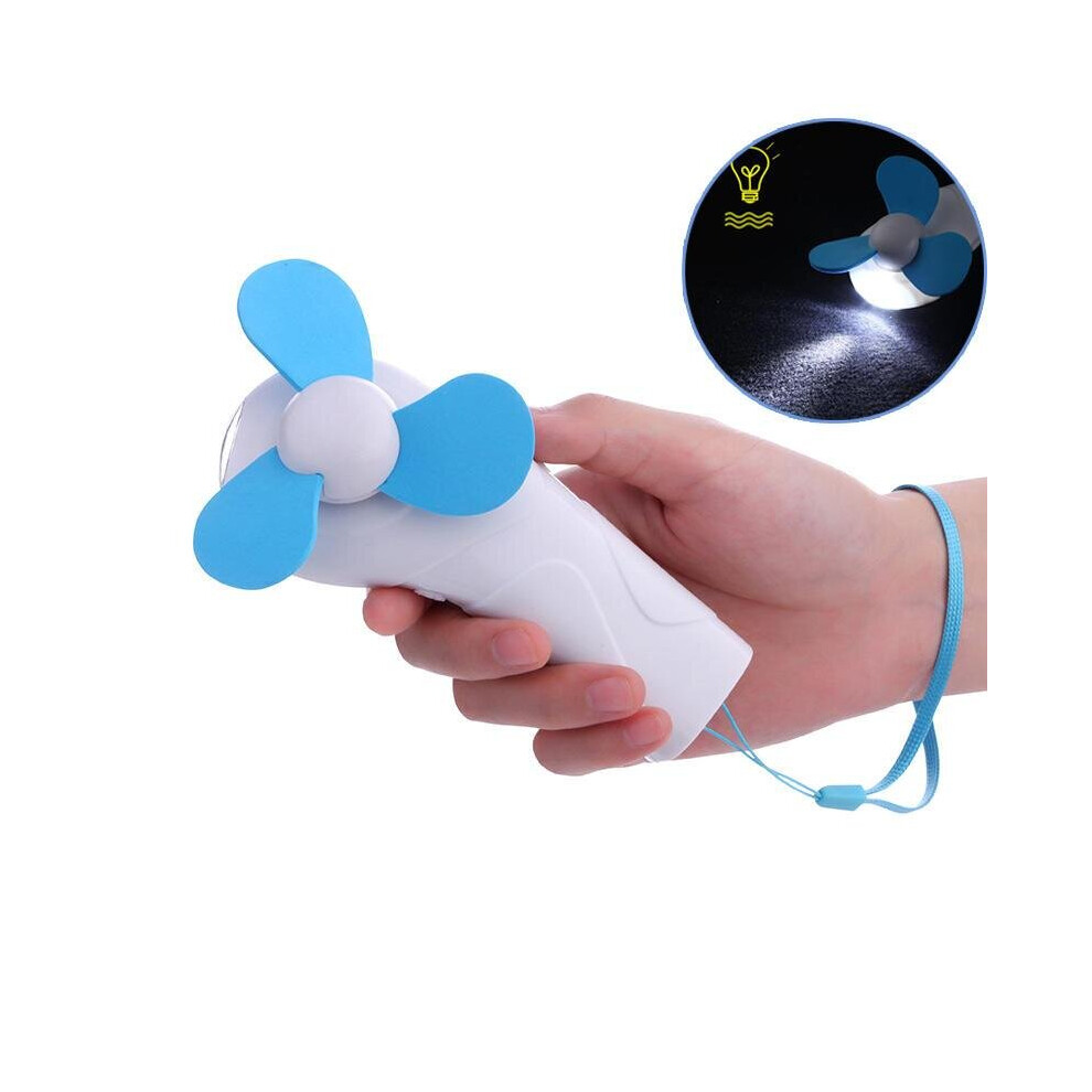 (Green) Summer Mini Cooling Fan Outdoor Camping Portable Hand-held Cool Fan with LED Light