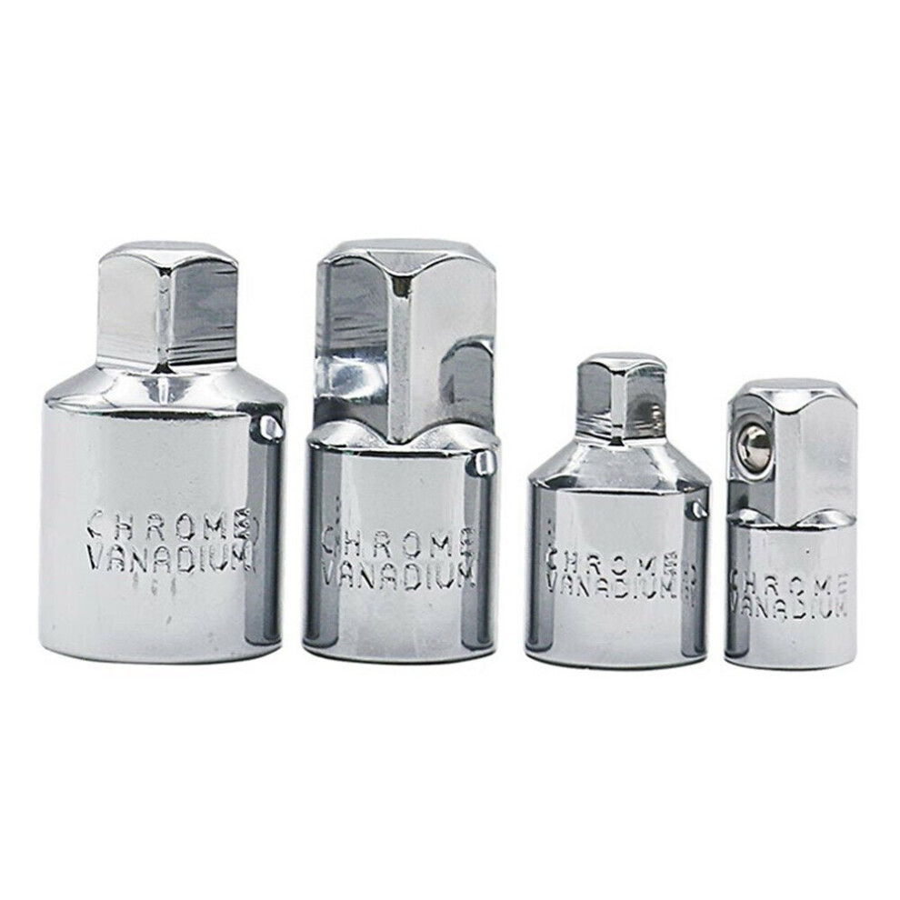 (Silver) 4Pcs Drive Socket Adapter Reducer Joint Drive Air Impact Heavy Duty Ratchet Adapter Set