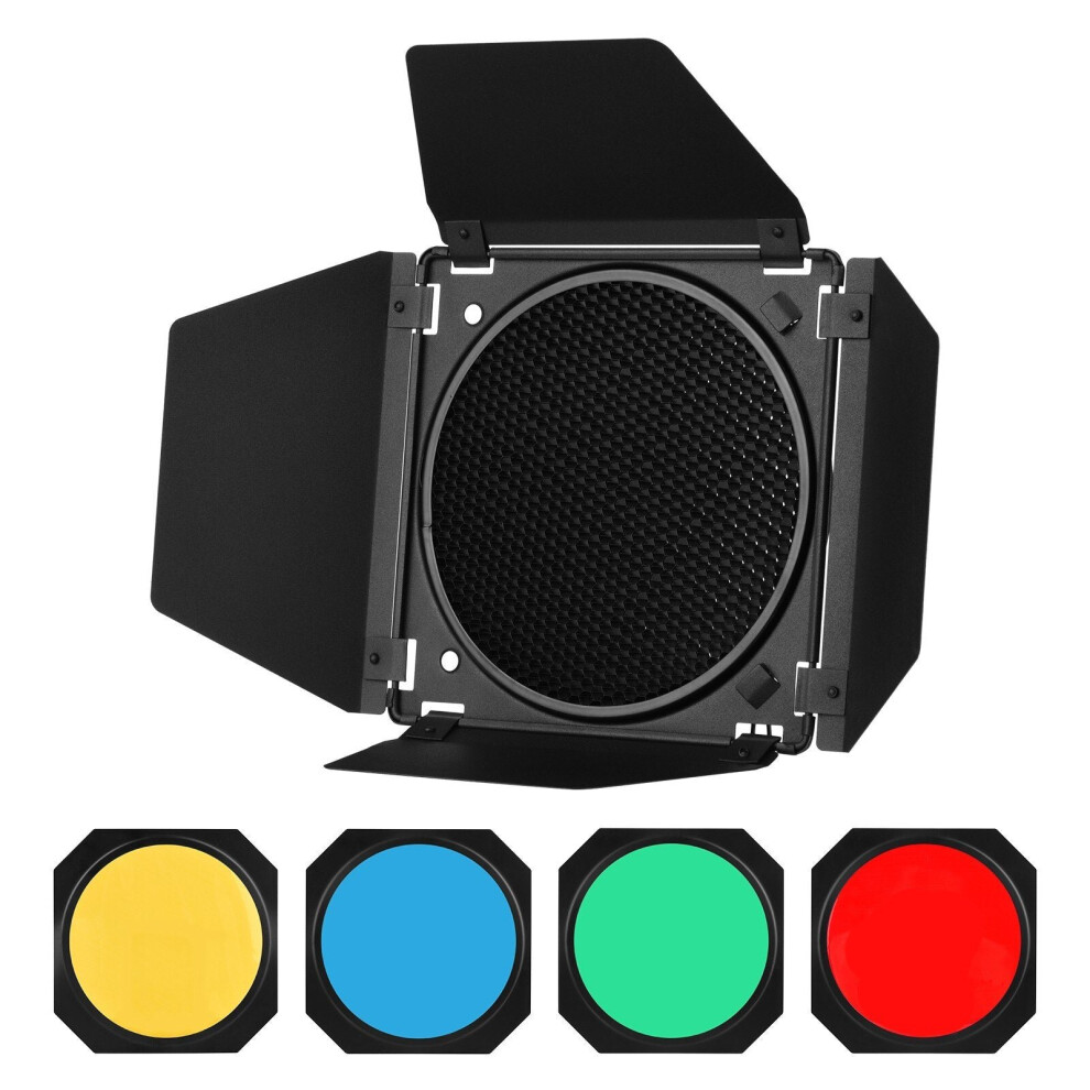 Barn Door Barndoor Kit With Honeycomb Grid 4 Color Gel Filters Light 3654659406163
