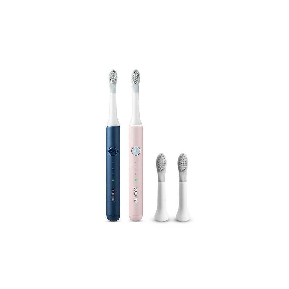 (Blue+Pink) Sonic Electric Toothbrush Wireless Induction Charging IPX7 Waterproof