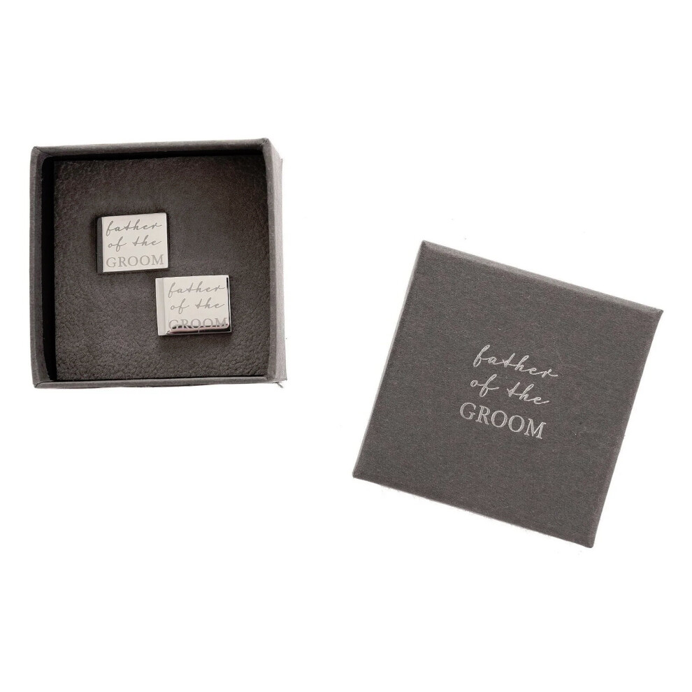(Father of the Groom ) Amore Wedding Favour Pair Of Rectangle Cufflinks Groomsman Gift