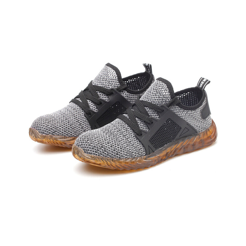 (Grey, 9) Steel Toe Puncture Proof Safety Work Shoes 3654657793234