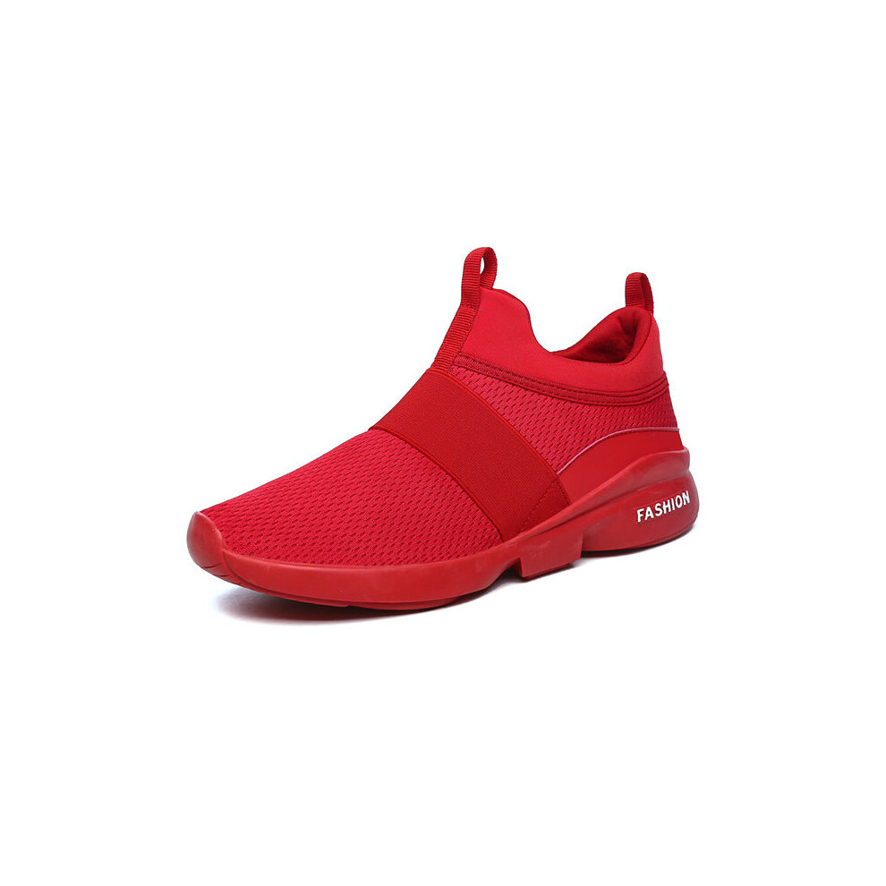 (Red, 10.5) Men Comfy Ankle Cushion Slip On Sports Sneakers