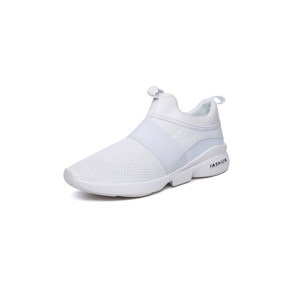 (White, 9) Men Comfy Ankle Cushion Slip On Sports Sneakers