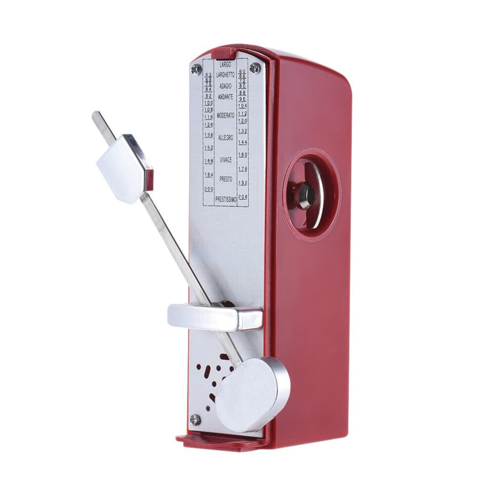 (Red) Portable Mini Mechanical Metronome Universal 11cm Height for Piano Guitar Violin Ukulele