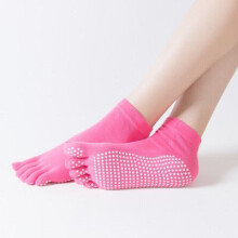 (Red) Women Anti Slip Elastic Yoga Socks 5 Fingers Toe Ballet Girls Pilates Fitness Gym Sport Colourful