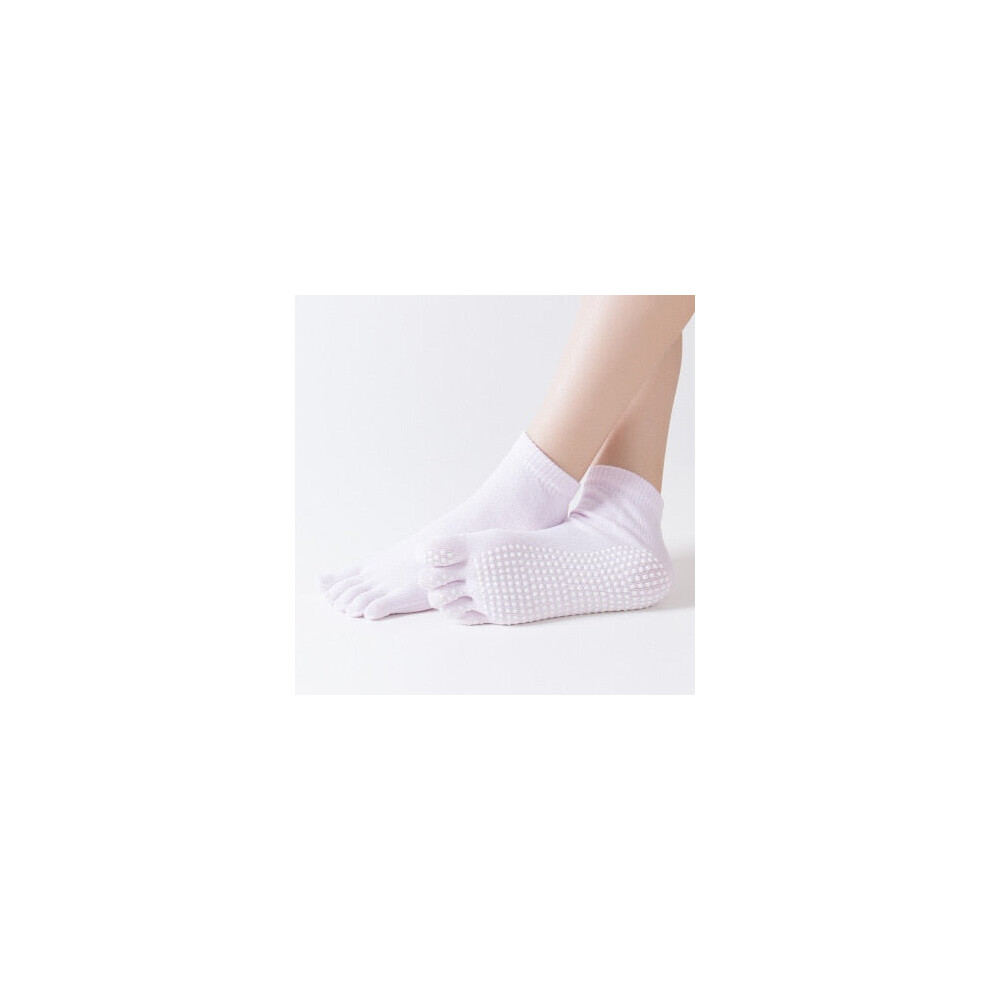 (White) Women Anti Slip Elastic Yoga Socks 5 Fingers Toe Ballet Girls Pilates Fitness Gym Sport Colourful