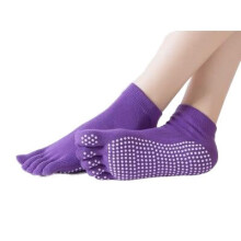 (Dark Purple) Women Anti Slip Elastic Yoga Socks 5 Fingers Toe Ballet Girls Pilates Fitness Gym Sport Colourful
