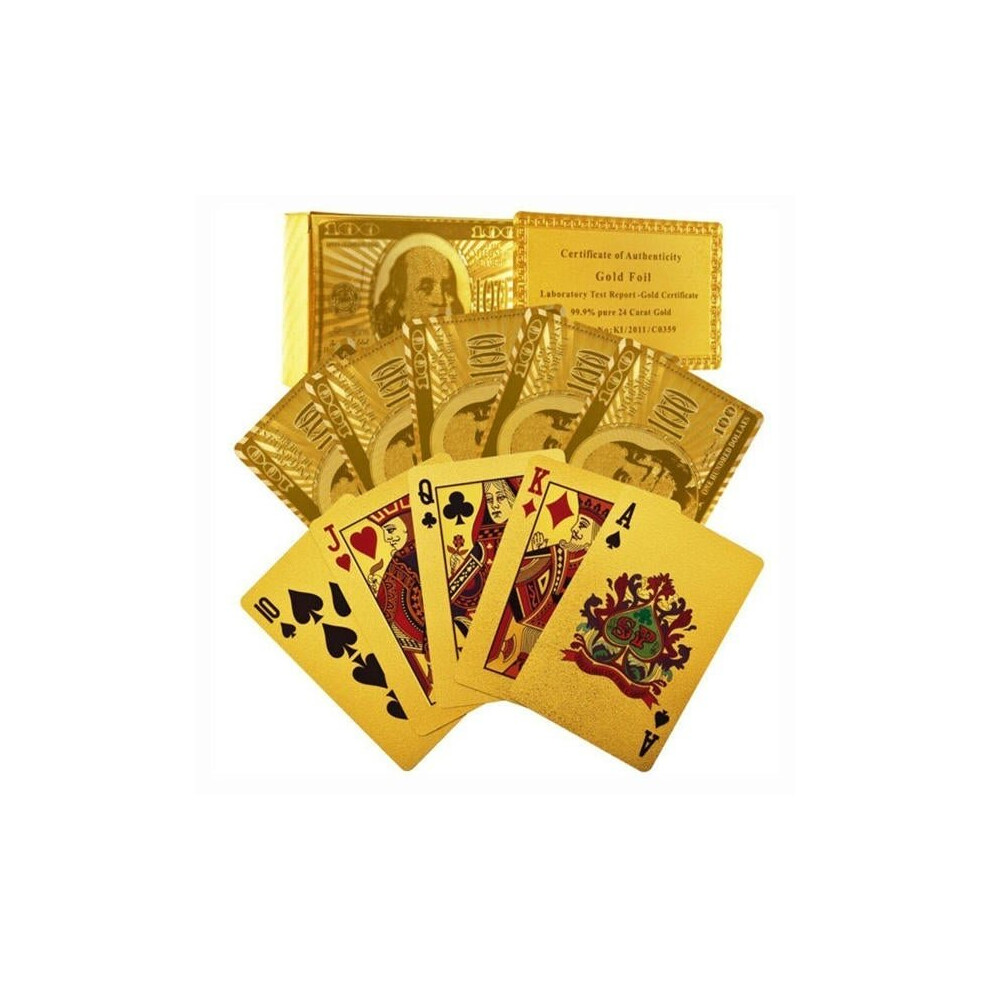 Certified Pure 24 Carat Gold Foil Plated Poker Cards Perfect Gift