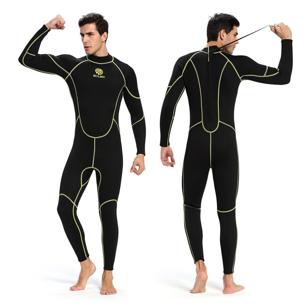 (M) Men's 3mm Back Zip Full Body Wetsuit Swimming Surfing Diving Snorkeling Suit Jumpsuit