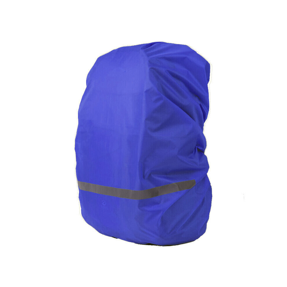 (Blue) 30-40L Backpack Rain Cover Waterproof Reflective Bag Cover Camping Mud Dust Rainproof Protector