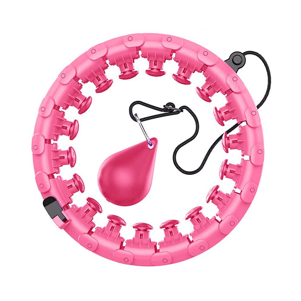 (Pink) Weighted Smart Detachable Hoops Intelligent Counting Thin Sport Trainer Weights Loss Gym Equipment