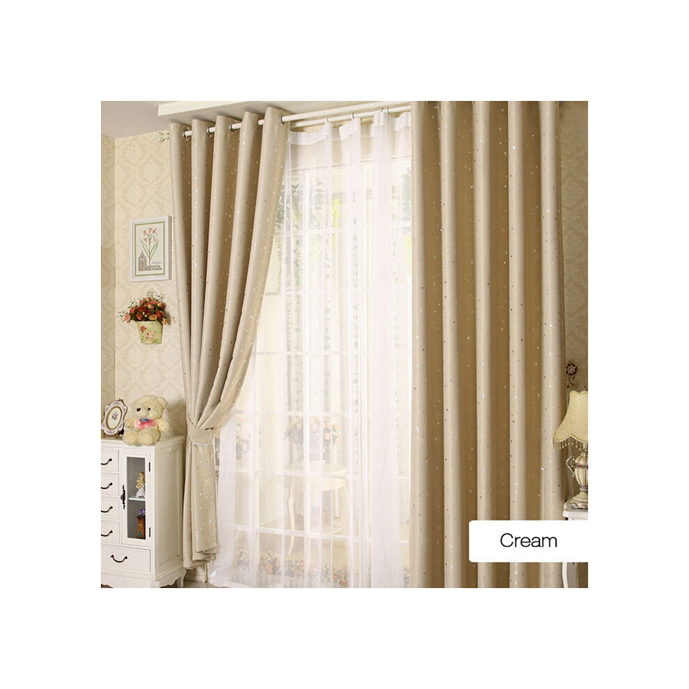 (CreaM, 100cM x 130cM) Thermal Insulated Grommets Blackout Curtains, Star