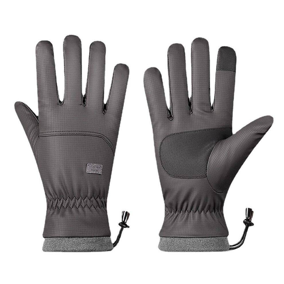 (Grey) Winter Velvet Ski Gloves Touch Screen Windproof Thermal Warm Sport Glove Outdoor Waterproof Snowboarding Gloves