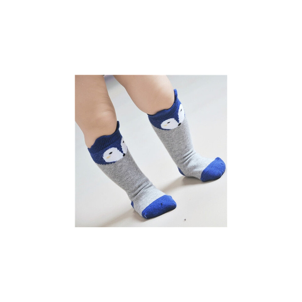 (Blue fox, 18M) Cotton Cartoon Baby Socks Unisex Newborn Clothes Accessories